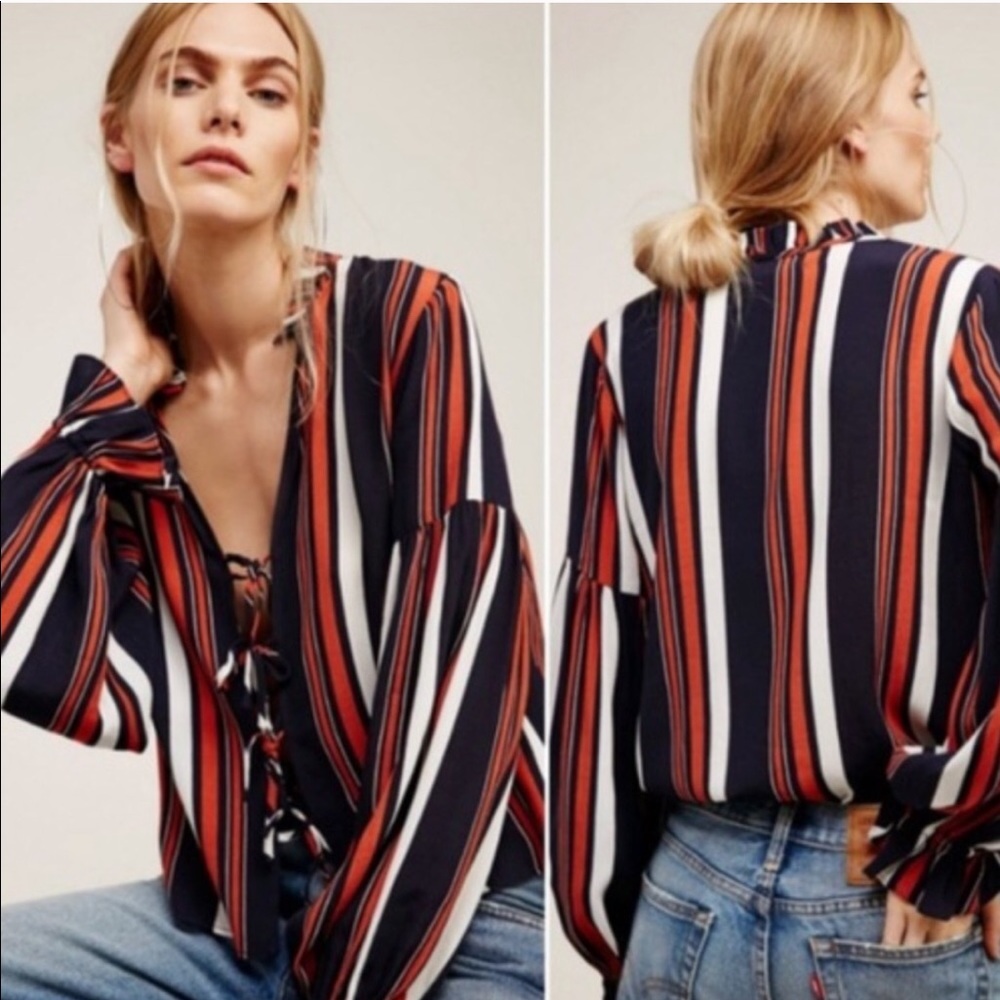 REVOLVE TULAROSA Nala Stripe Blouse - Picture 1 of 8